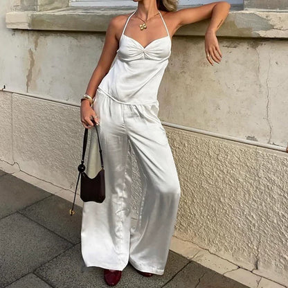 Arsema Satin Ruched Halter Top