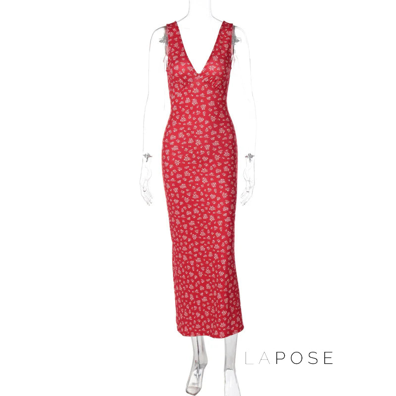 Aubrie Floral Backless Maxi Dress