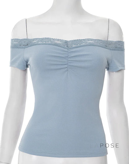 Augusta Lace Bardot Crop Top
