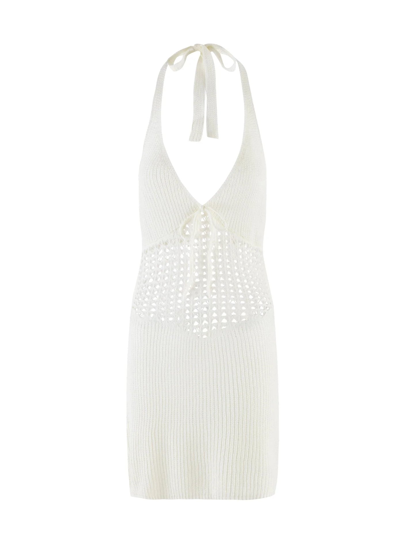 Auriella Crochet Halter Mini Dress