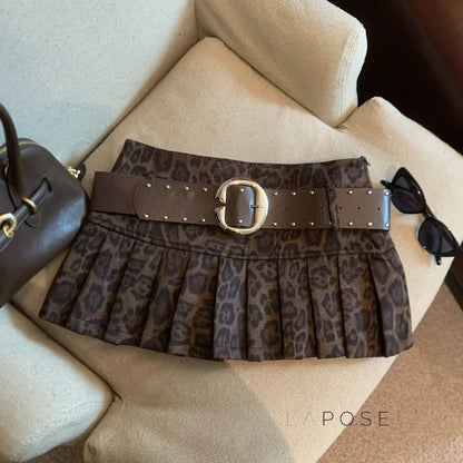 Avery Leopard Pleated Mini Skirt