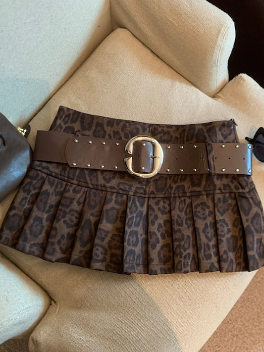 Avery Leopard Pleated Mini Skirt