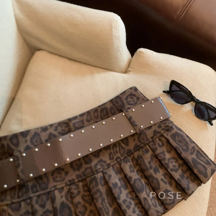 Avery Leopard Pleated Mini Skirt