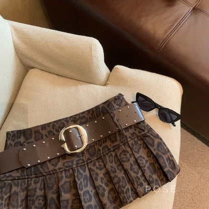 Avery Leopard Pleated Mini Skirt