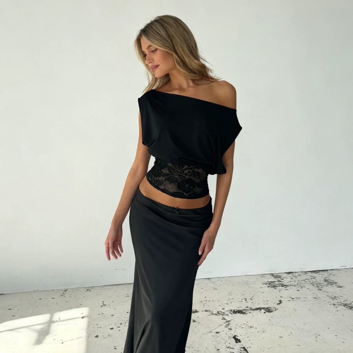 Bayley One Shoulder Lace Top