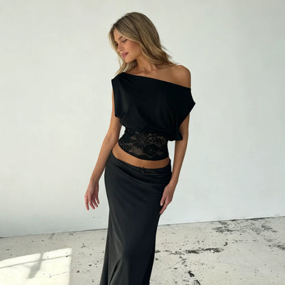 Bayley One Shoulder Lace Top