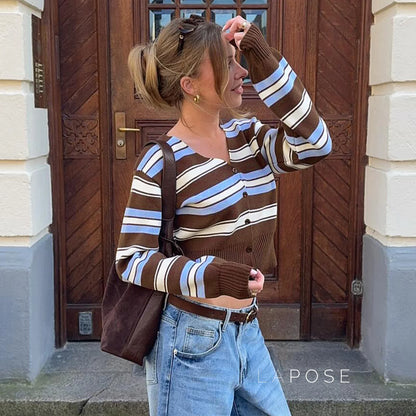 Blakelynn Striped Button Cardigan