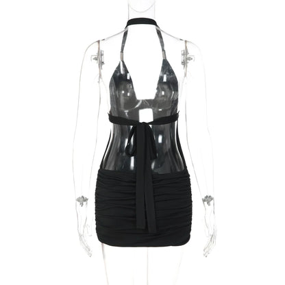Bridgett Studded Halter Mini Dress