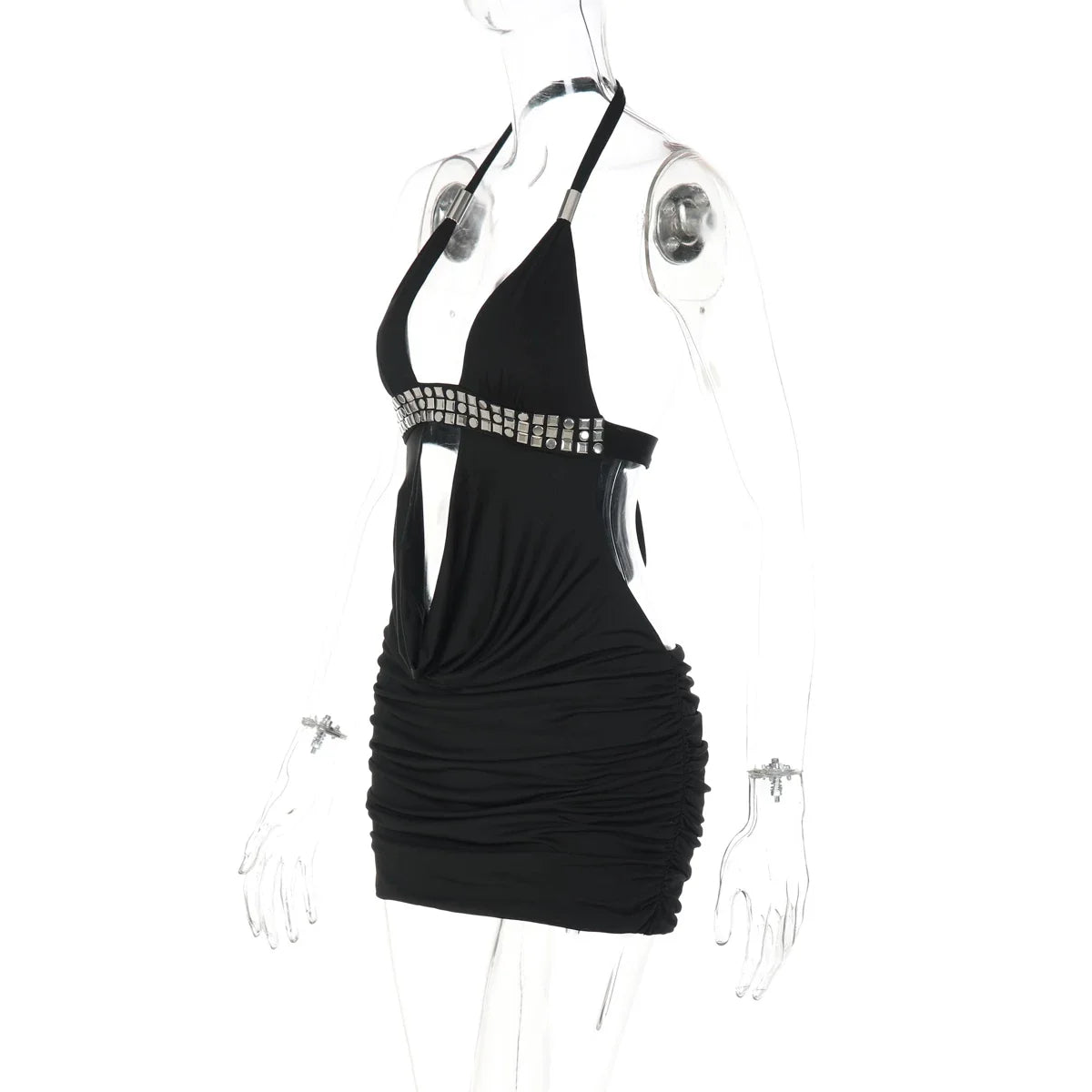 Bridgett Studded Halter Mini Dress