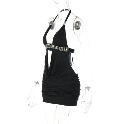 Bridgett Studded Halter Mini Dress