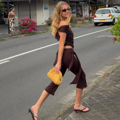Brook Low Rise Tie Capri Pants