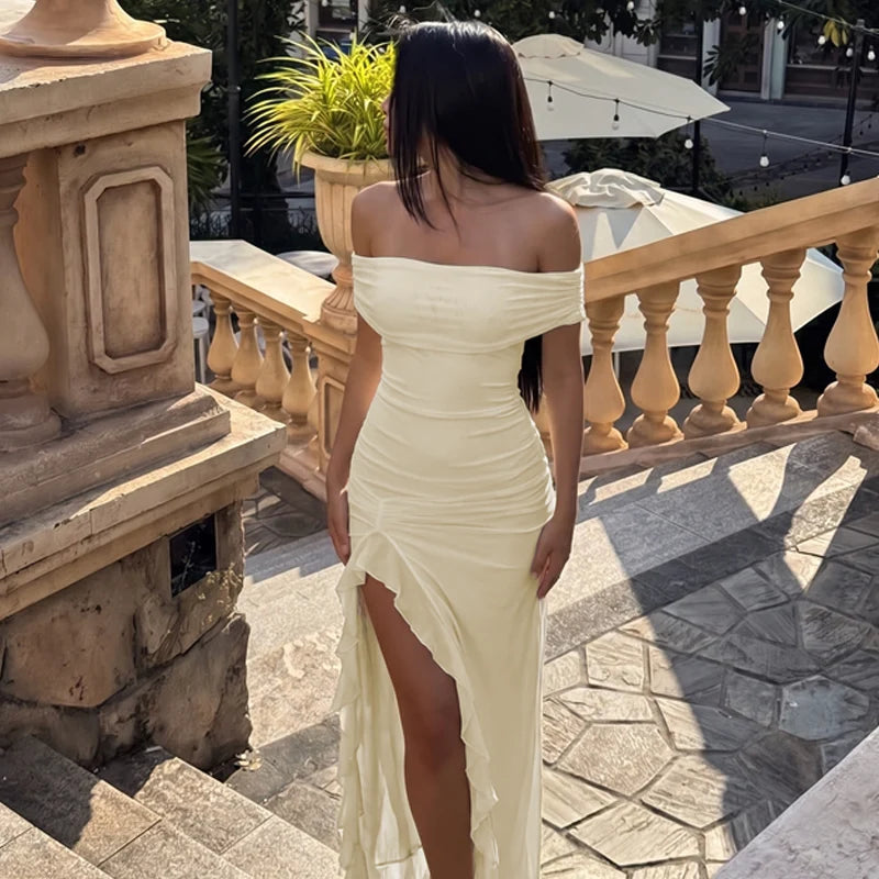 Cari Ruffle Slit Maxi Dress