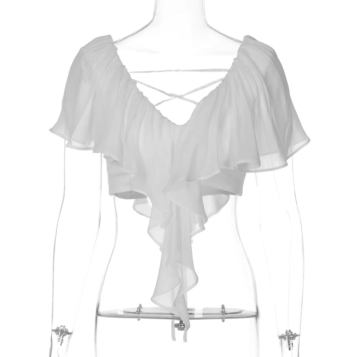 Cate Ruffle Chiffon Crop Top
