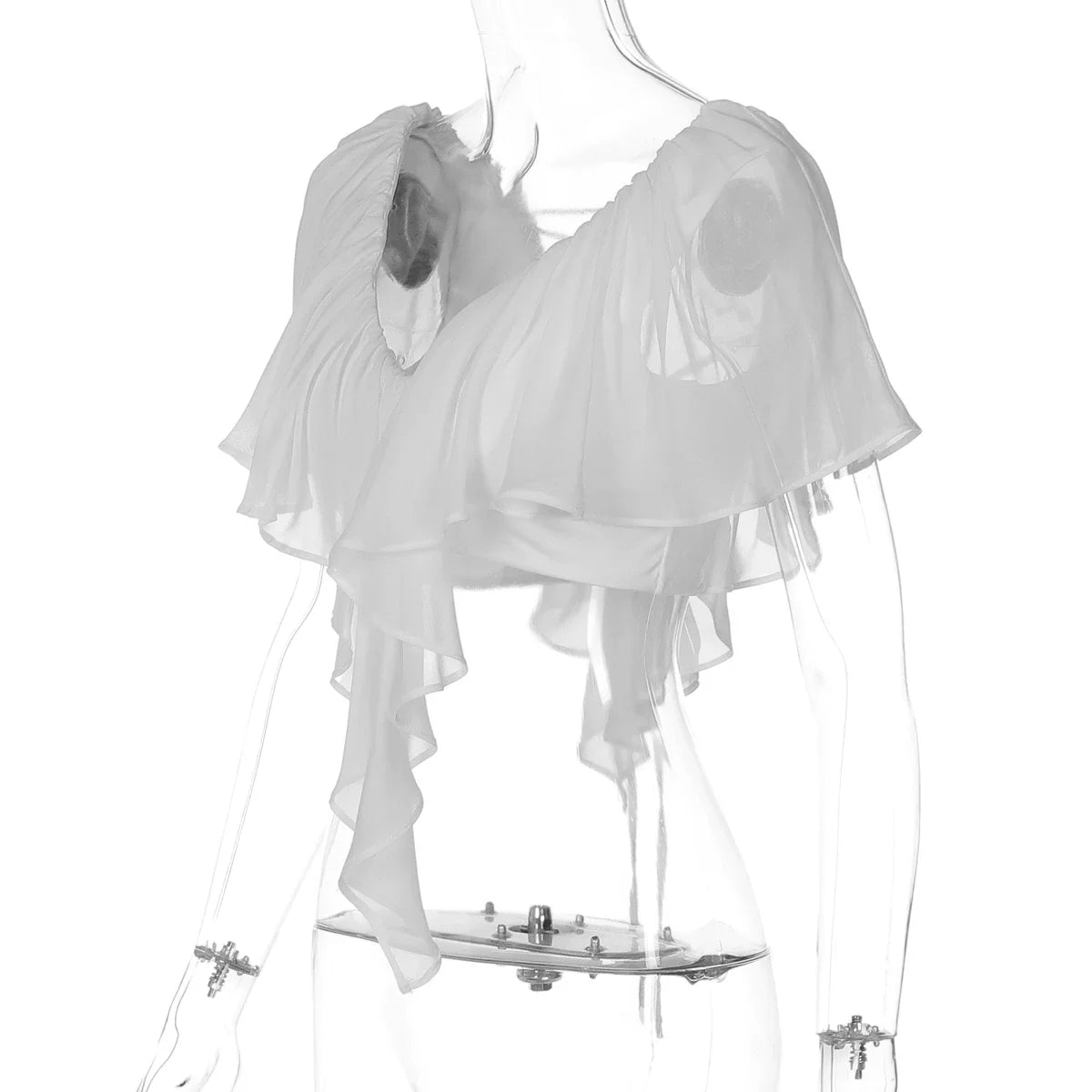 Cate Ruffle Chiffon Crop Top