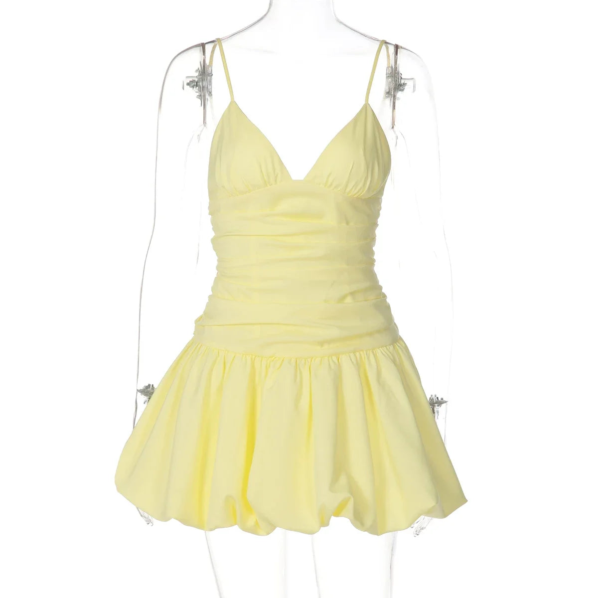 Cecile Ruched Bubble Hem Mini Dress
