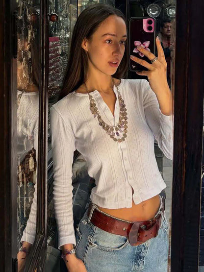 Chandler Ribbed Button-Front Cardigan