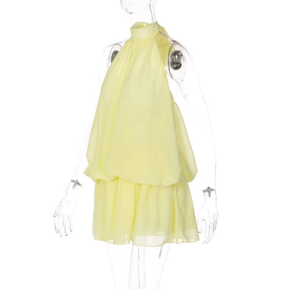 Chiffon Halter Backless Mini Dress