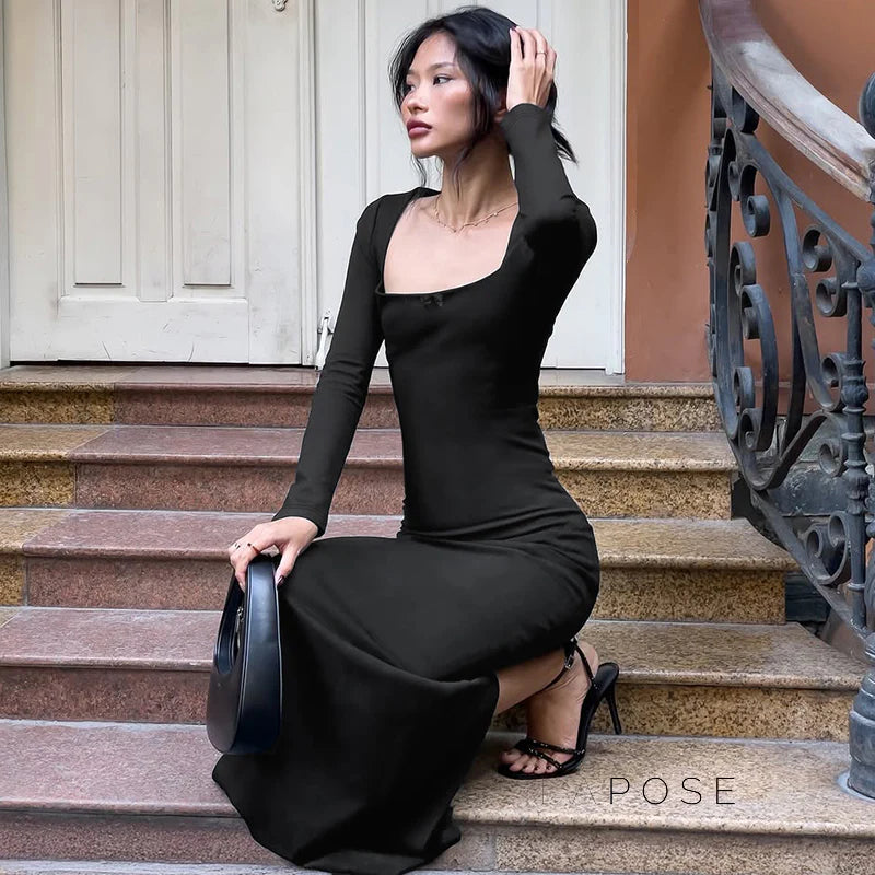 Clare Square-Neck Tie Bodycon Dress