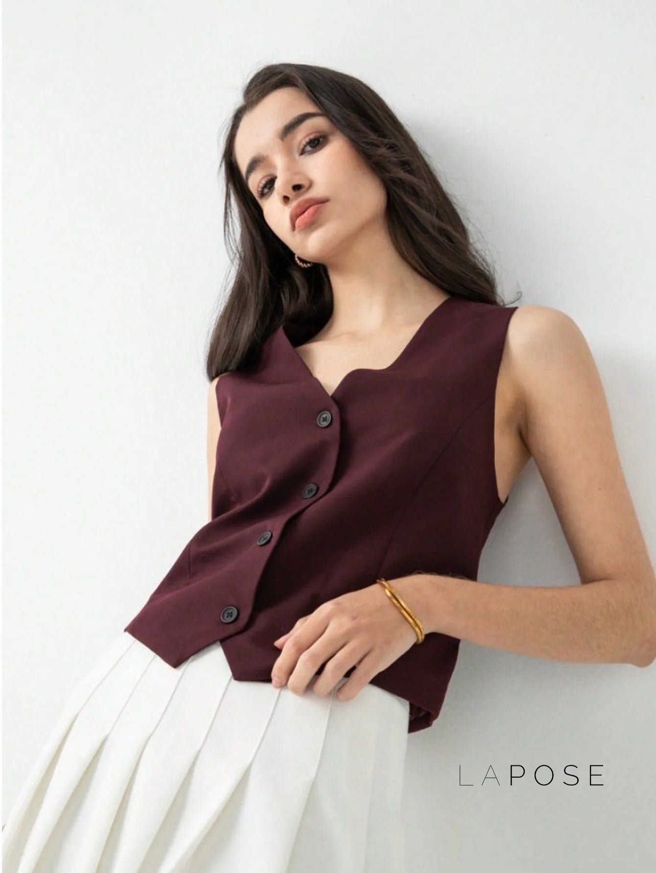 Coral Button-Up Crop Vest