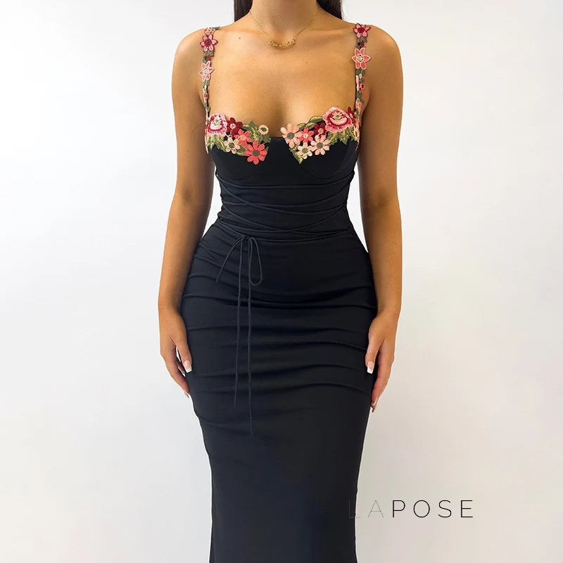 Corrine Floral Embroidered Maxi Dress