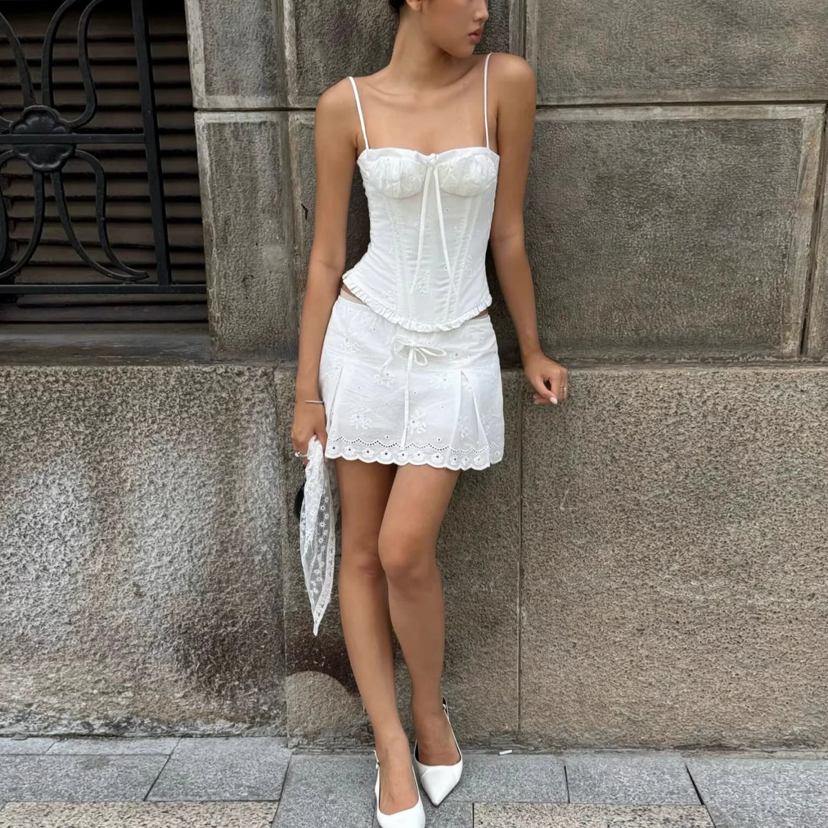 Corset Detail Skirt Set