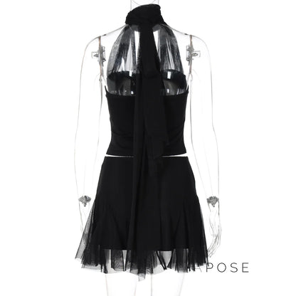 Daleysa Halter Ruched Skirt Set
