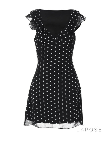 Davina Ruffled Polka Dot Mini Dress