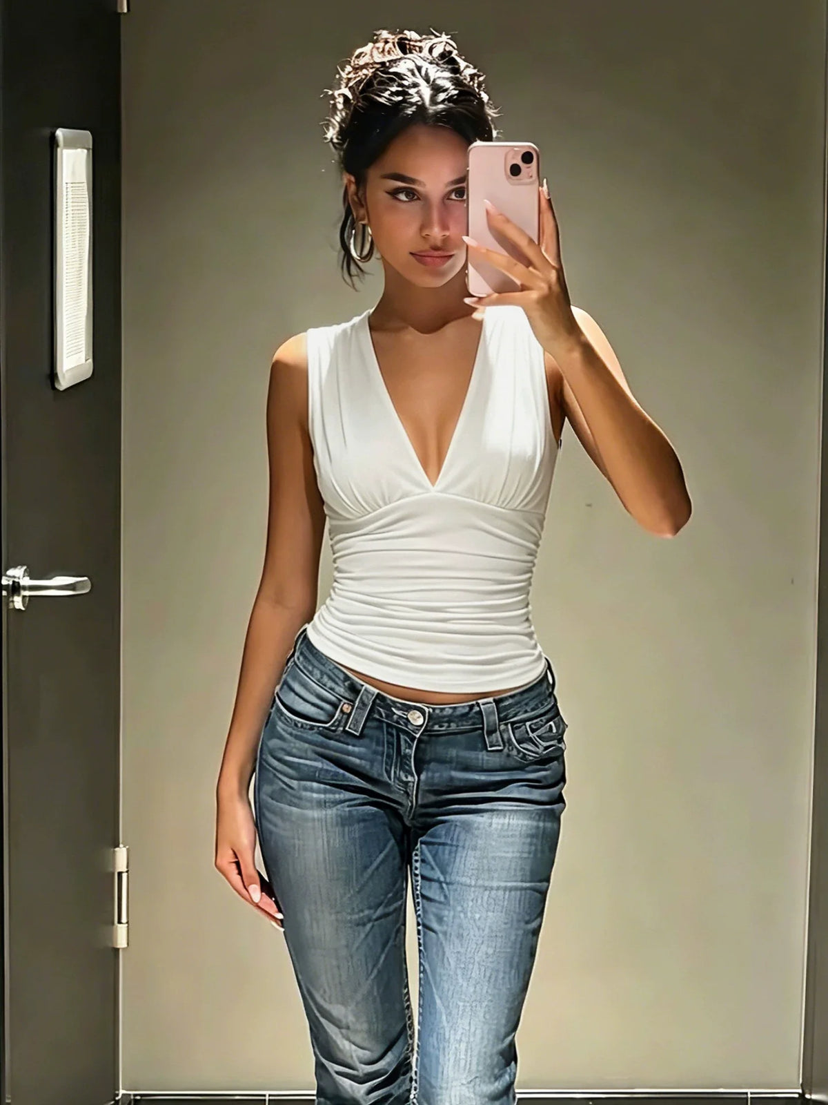 Dawson Ruched V-Neck Tank Top