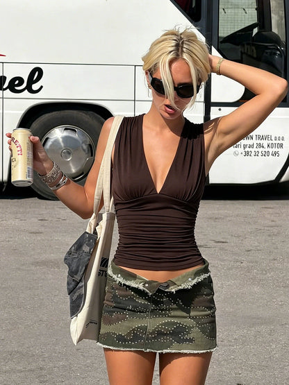Dawson Ruched V-Neck Tank Top