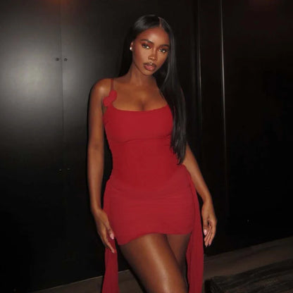 Deasia Rosette Ruched Mini Dress