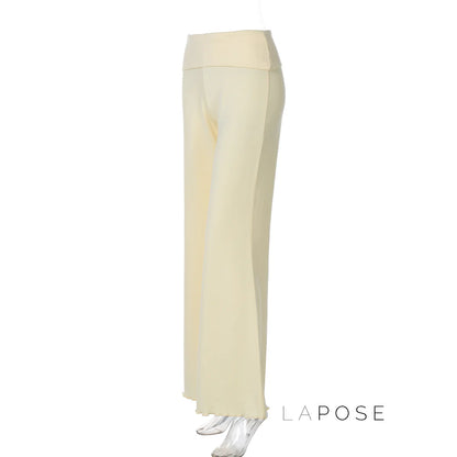 Delylah Low-Rise Wavy Flared Pants
