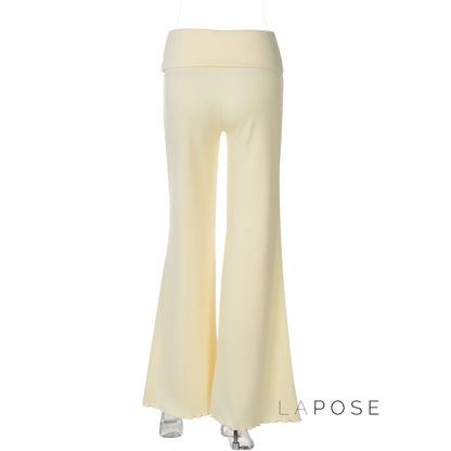 Delylah Low-Rise Wavy Flared Pants