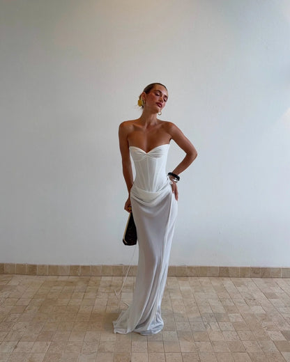 Draped Corset Maxi Dress