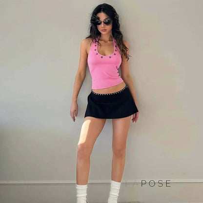 Egypt Eyelet Halter Tank Top