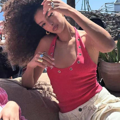 Egypt Eyelet Halter Tank Top