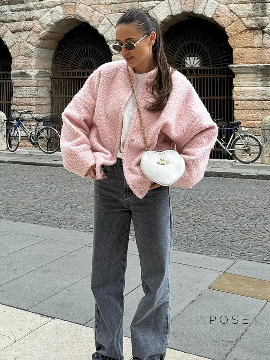 Ellisyn Pink Faux Fur Jacket