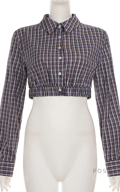 Elora Plaid Crop Skirt Set