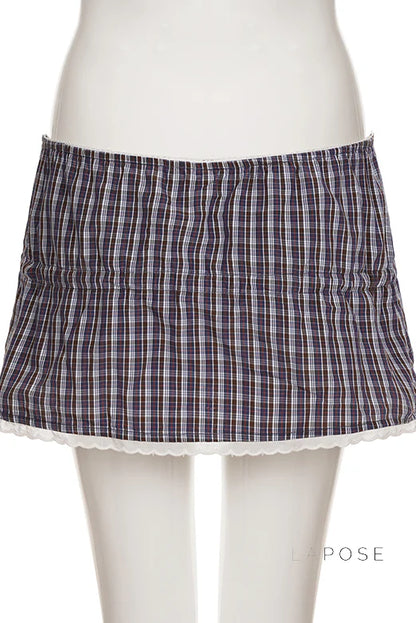 Elora Plaid Crop Skirt Set