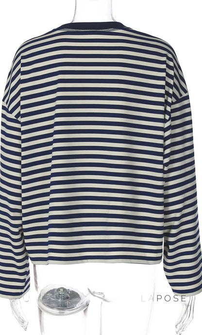 Elva Contrast Stripe Long Sleeve Top