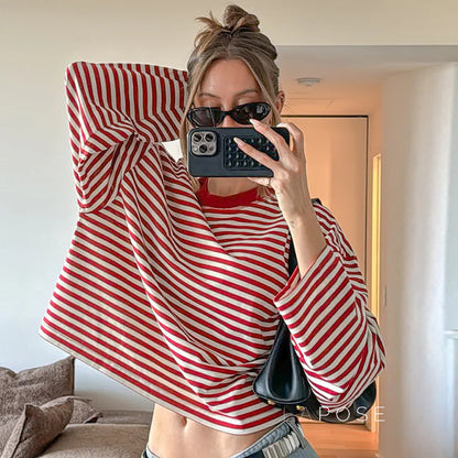 Elva Contrast Stripe Long Sleeve Top