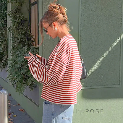 Elva Contrast Stripe Long Sleeve Top