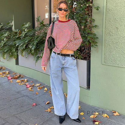 Elva Contrast Stripe Long Sleeve Top