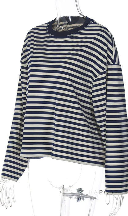 Elva Contrast Stripe Long Sleeve Top