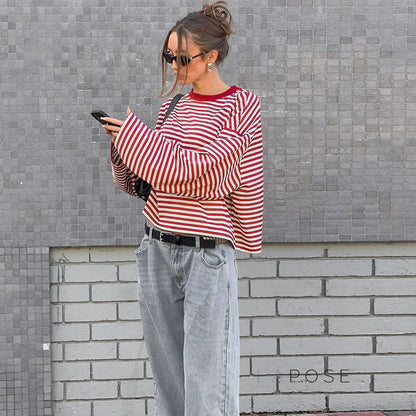 Elva Contrast Stripe Long Sleeve Top