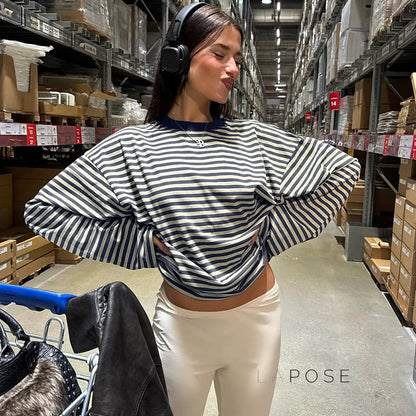 Elva Contrast Stripe Long Sleeve Top