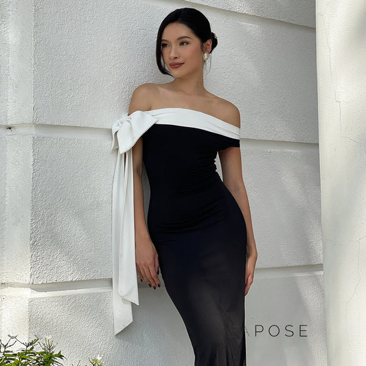 Elyanna Off Shoulder Bow Maxi Dress