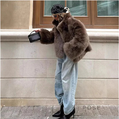 Eman Plush Faux Fur Jacket