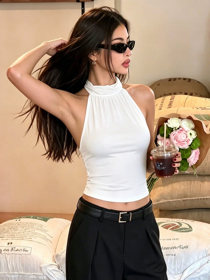Emeli Lace Backless Halter Top