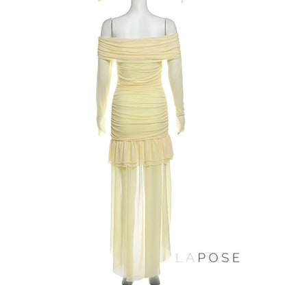 Emely Off-Shoulder Ruched Gown