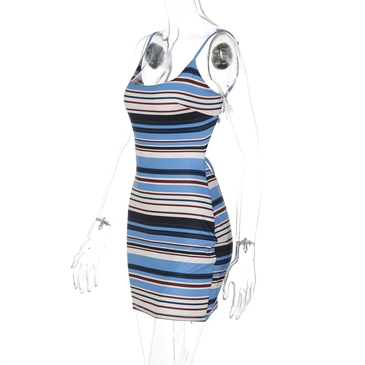 Emeri Striped Backless Mini Dress